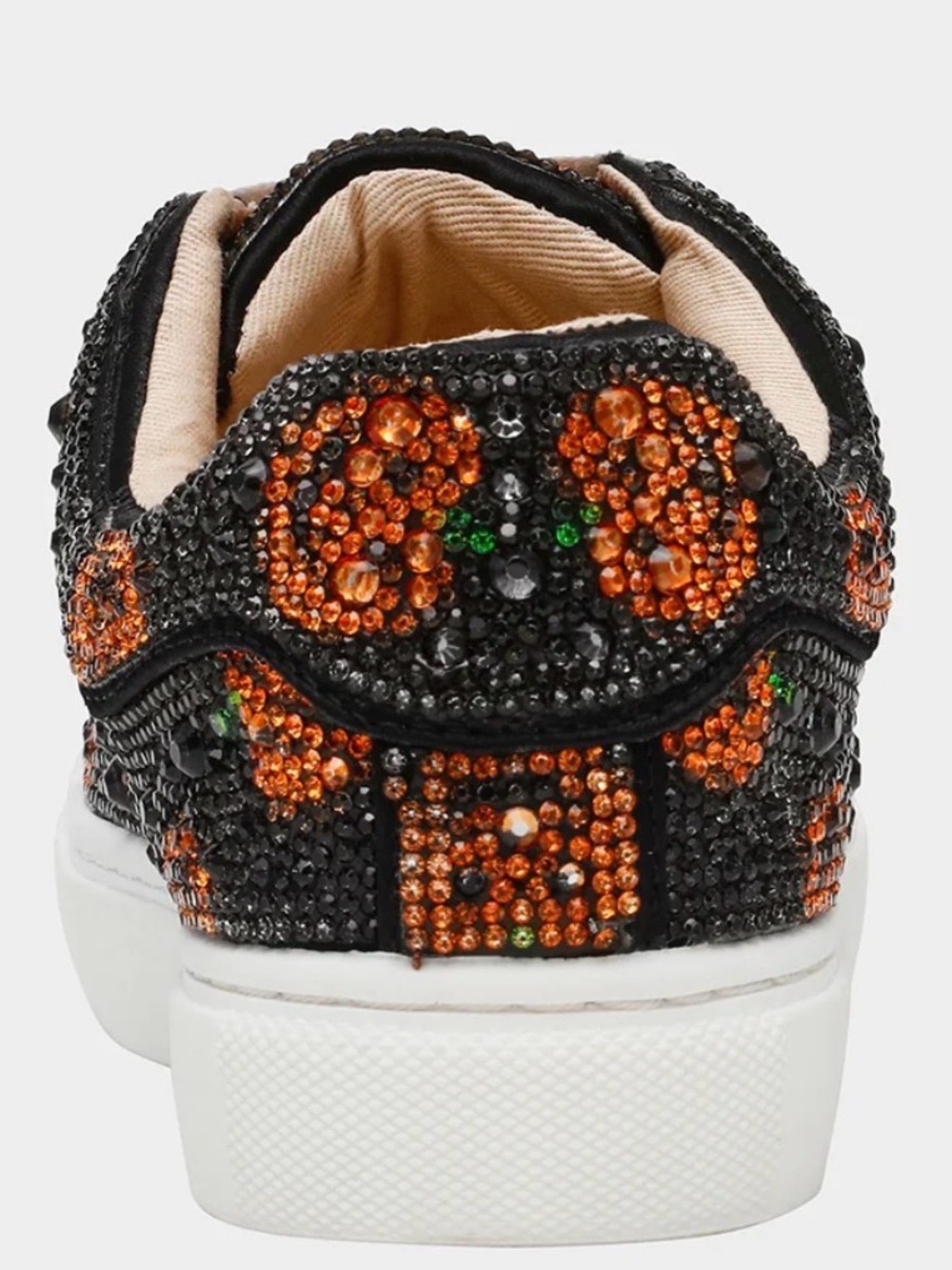 Betsey Johnson Sidny Halloween Rhinestone Pumpkin Platform Sneakers 7.5 left NIB - Picture 8 of 13